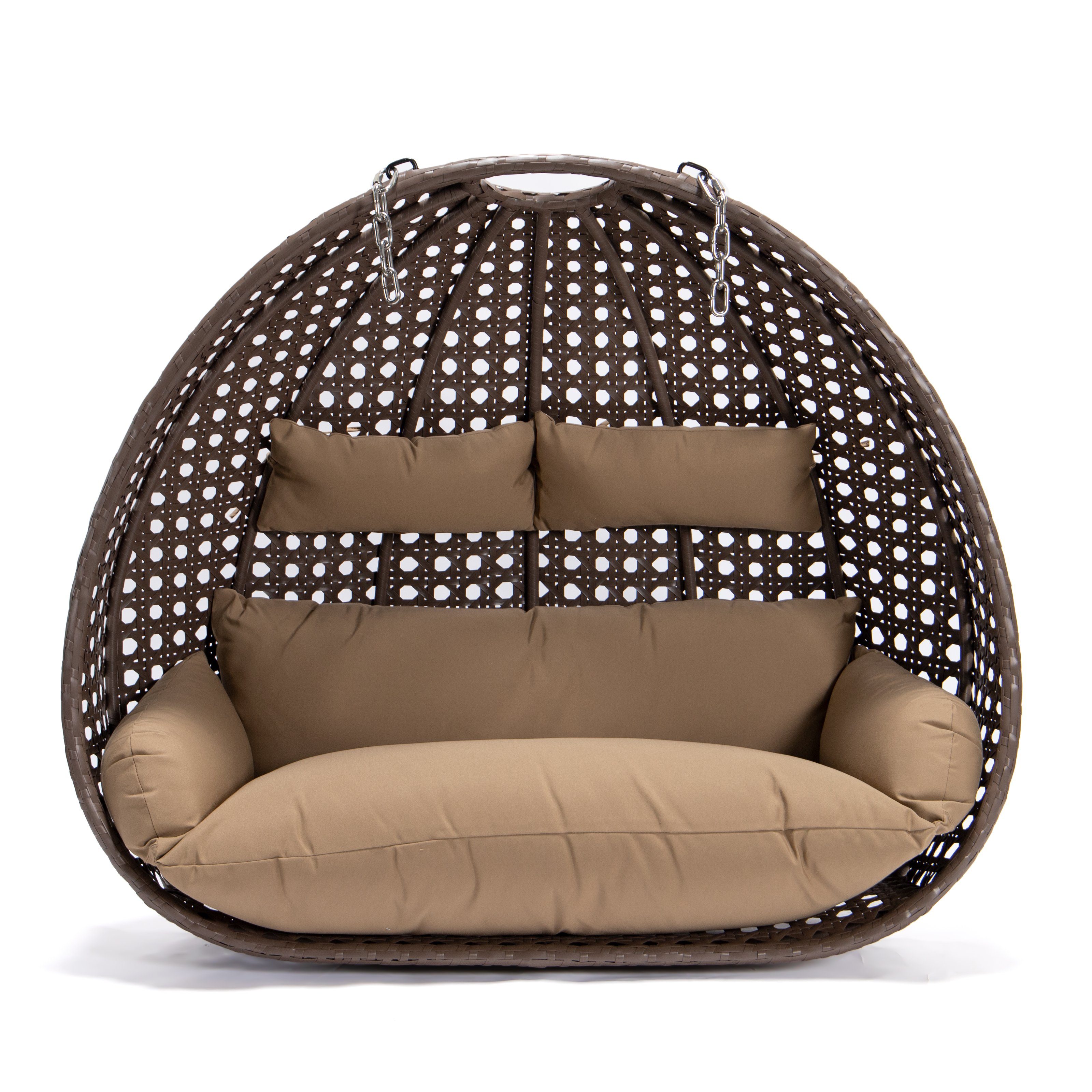 HOME DELUXE Hängesessel Polyrattan Hängesessel TWIN - Korb + Kissen (Set, 2-St., Korb und Kissen), gefederte Aufhängung