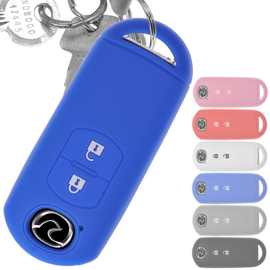 mt-key Schlüsseltasche Autoschlüssel Softcase Silikon Schutzhülle Blau, für Mazda 2 3 6 CX-3 CX-5 MX-5 2 Tasten 2 Tasten KEYLESS SMARTKEY