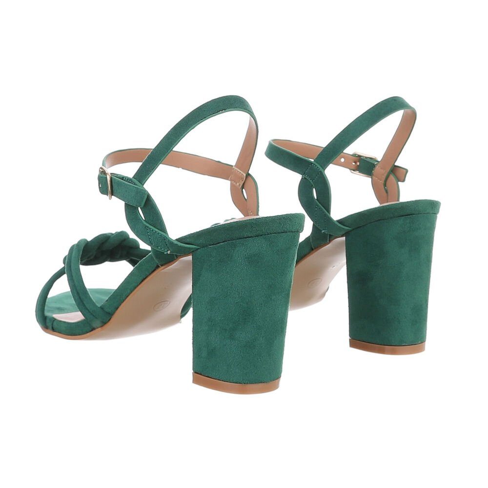 Sandalen Damen Ital-Design Grün Blockabsatz in Elegant Sandalette & Sandaletten