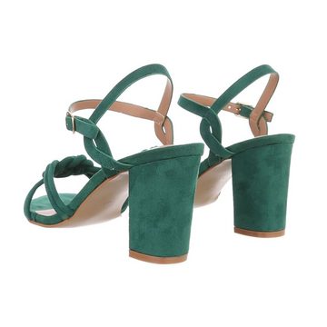 Ital-Design Damen Elegant Sandalette Blockabsatz Sandalen & Sandaletten in Grün