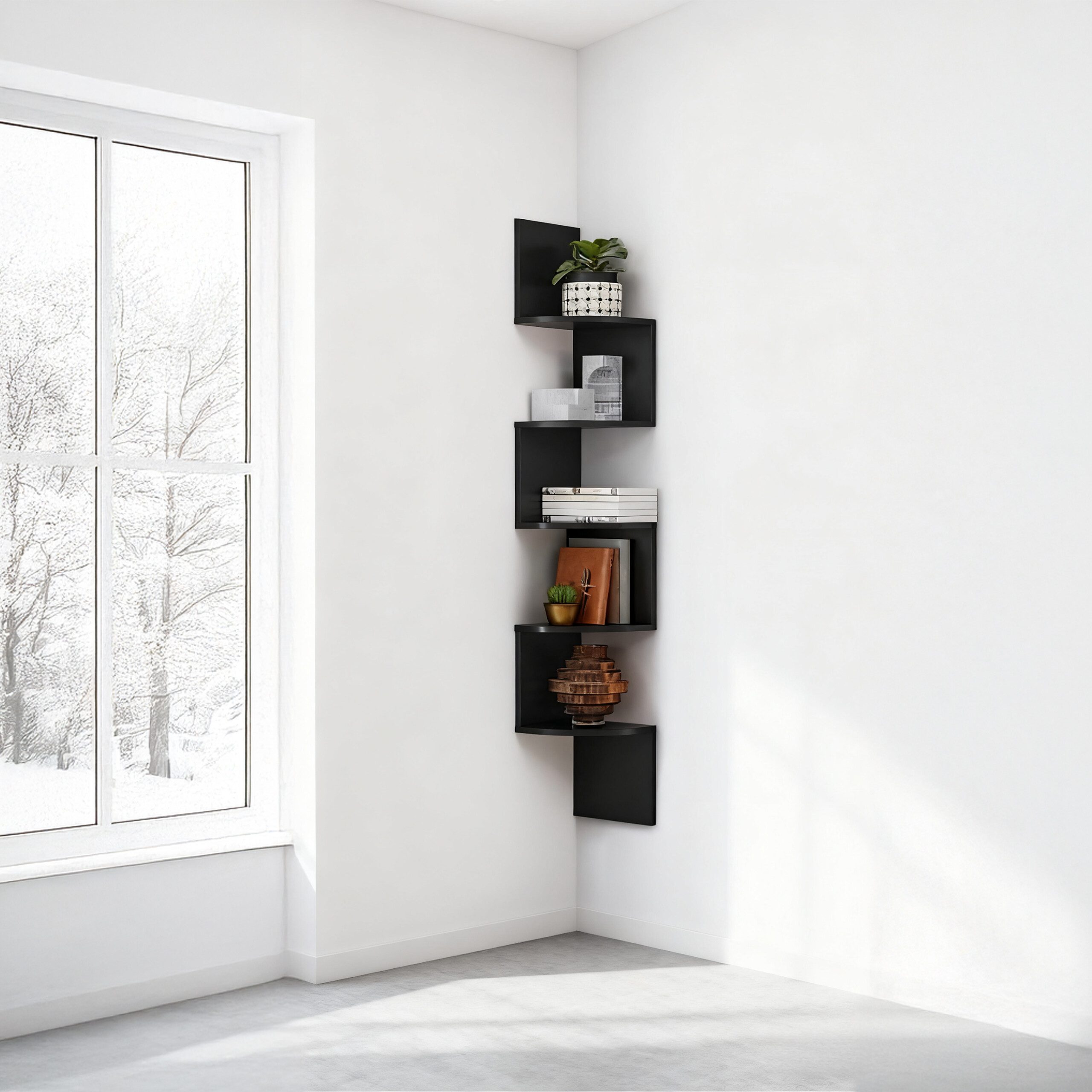 relaxdays Eckregal Wand 5 Etage, schwarz günstig online kaufen