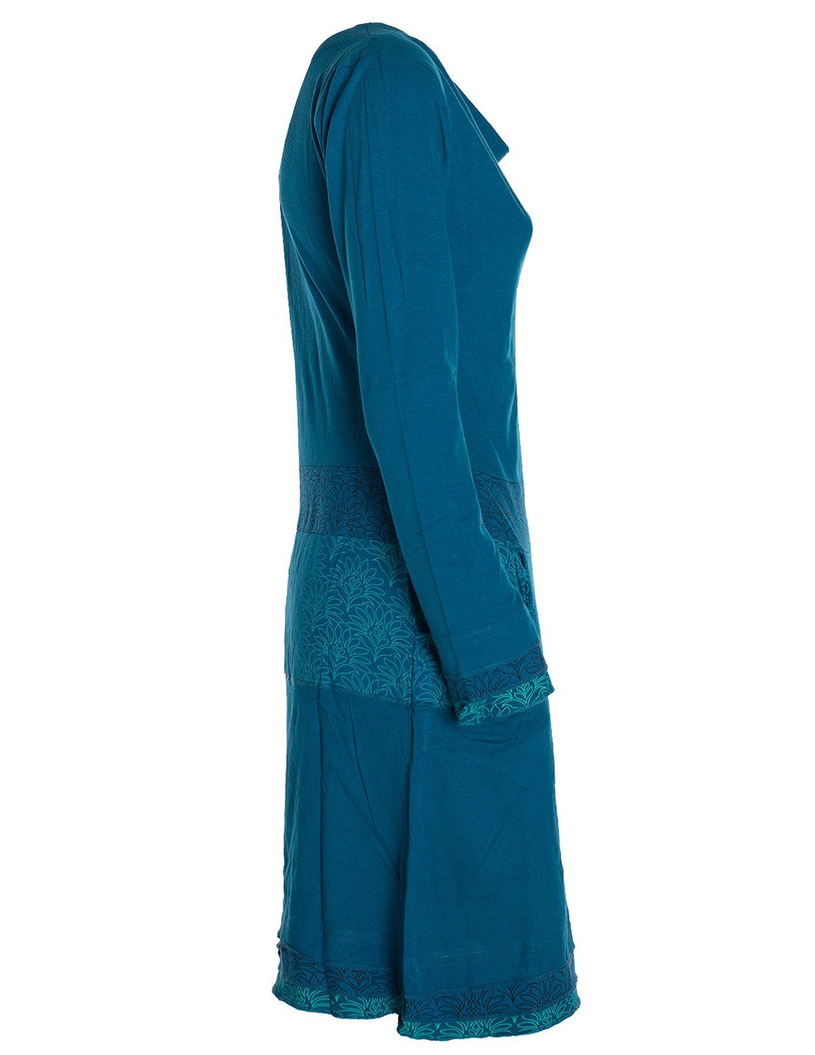 Vishes Jerseykleid Kleid Wasserfallkragen Bund bedruckt Taschen Boho, Ethno, Hippie, Festival Style – Bild 3 von 5