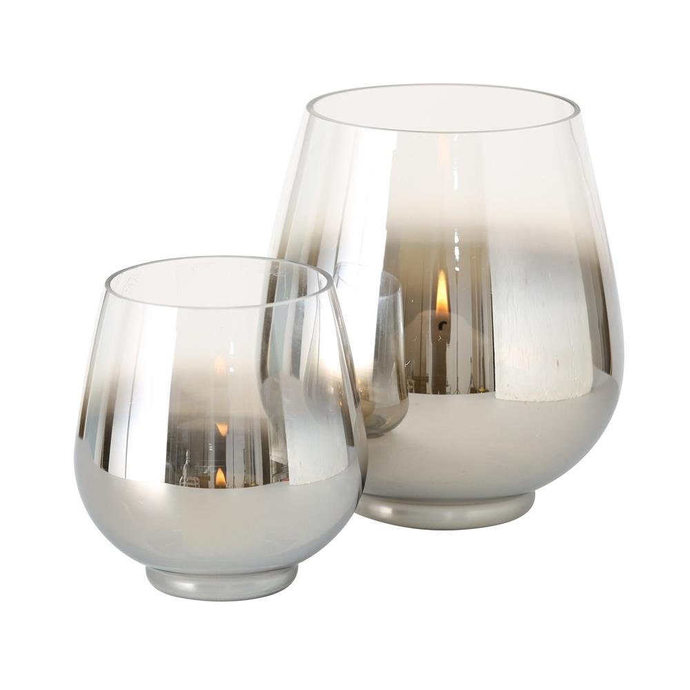 BOLTZE Windlicht Grazia, aus Glas, Silber Metallic, 20 x 18 cm | Windlichter