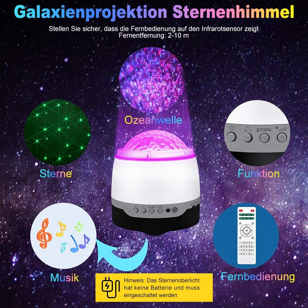 Nachtlicht Projector, Licht, Sprachsteuerung, Dimmbares Zeitschaltuhr Projektor,LED LED Sternenhimmel Laybasic Galaxy Weiß-1 Bluetooth-Lautsprecher, Nachtlicht