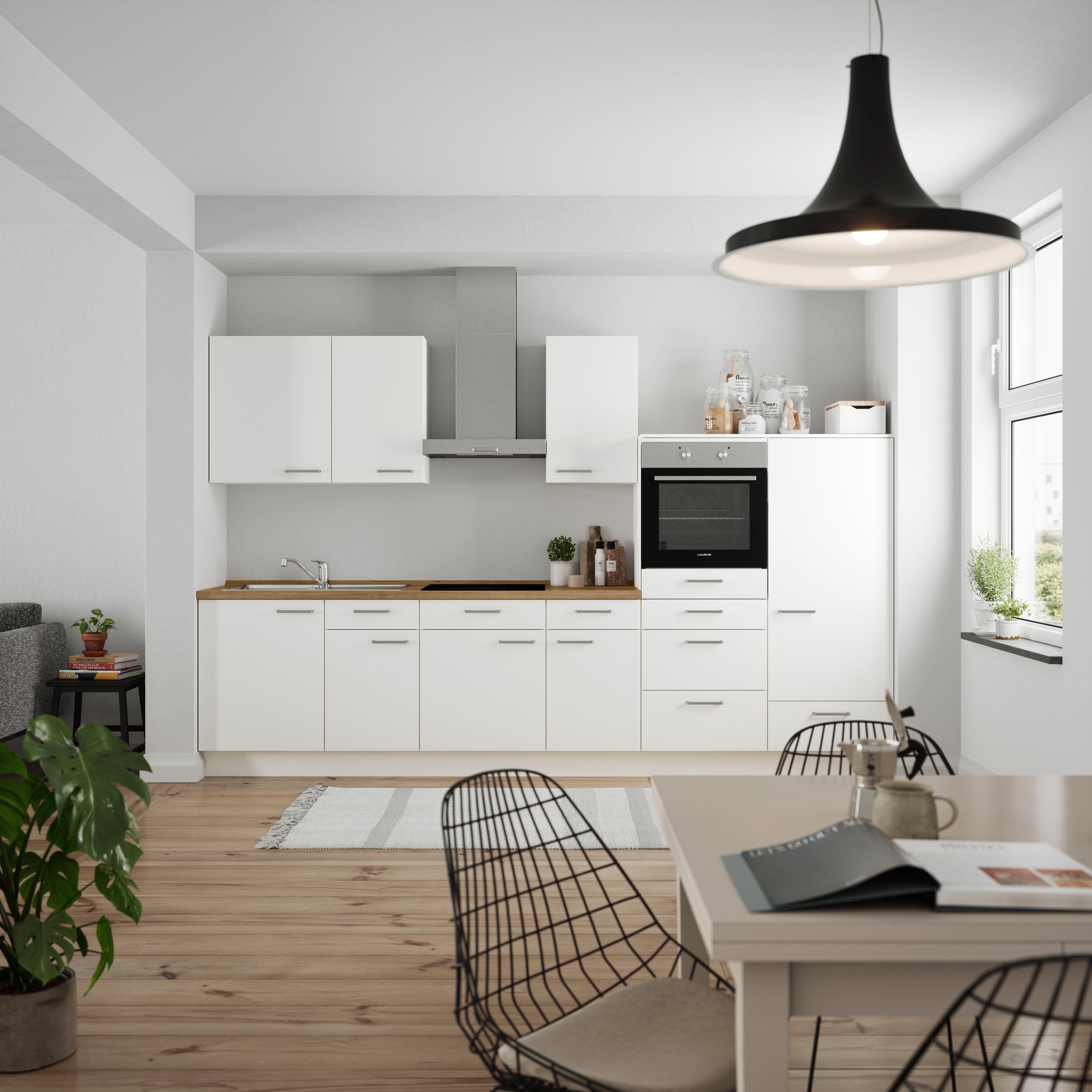 nobilia® Küchenzeile "Touch I", NEU: individuell anpassbar mit gratis Profi-Beratung, vormontiert, Breite 330 cm, Ausrichtung wählbar, wahlw. mit E-Geräten