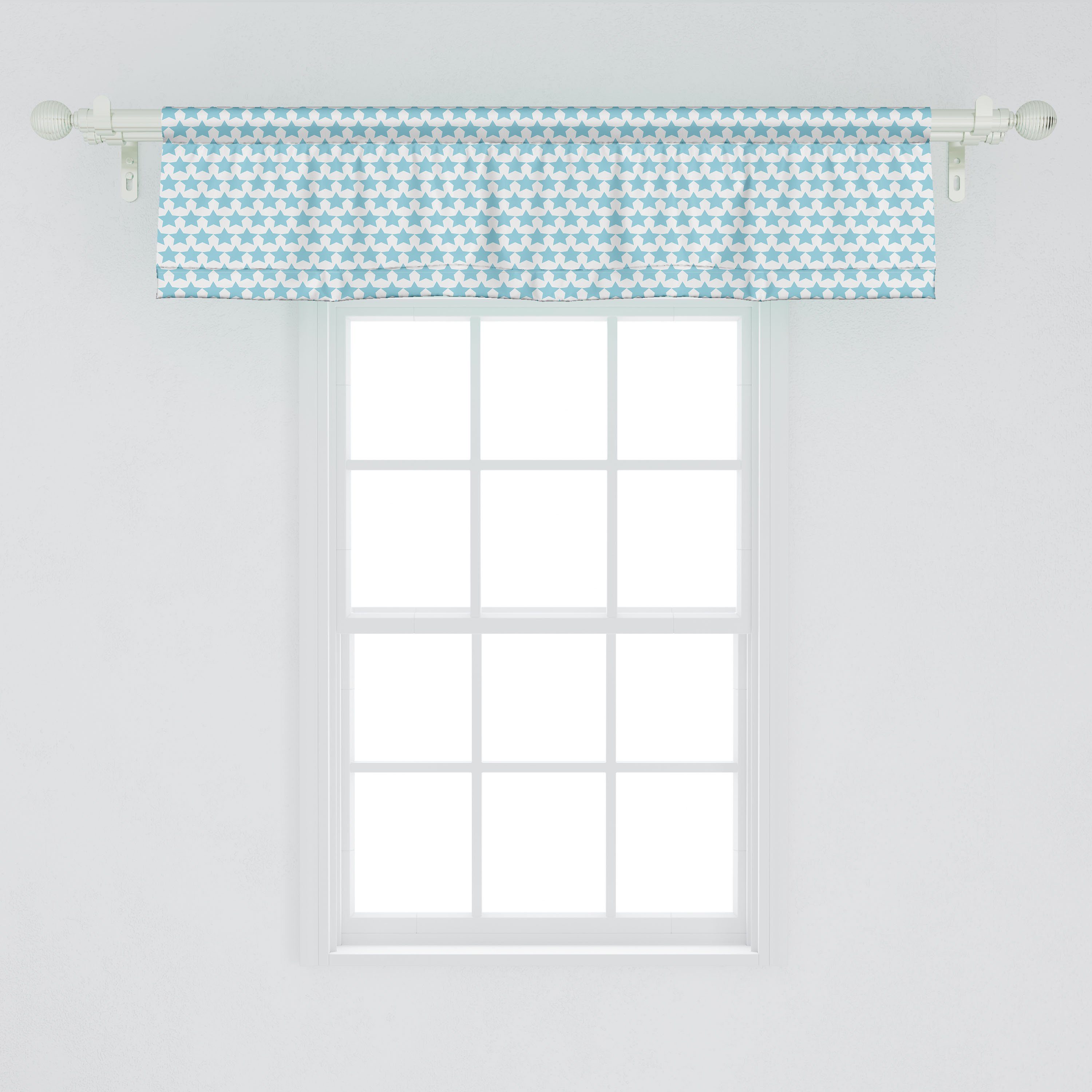 Vorhang Blue Scheibengardine Abakuhaus, Dekor Microfaser, Küche mit Volant Stangentasche, Kleine Plumpy Vintage Sterne für Schlafzimmer