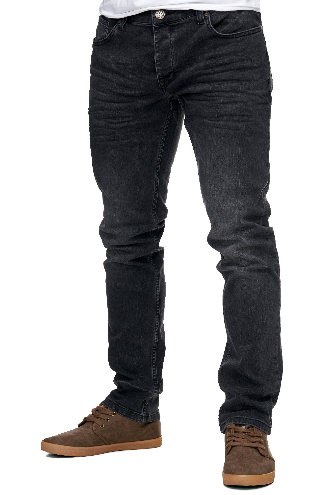 Jeans-Hose Reslad Stretch-Denim Stretch Style Fit Jeans-Herren Fit Reslad Jeans-Hose Slim Stretch-Jeans schwarz Basic Slim