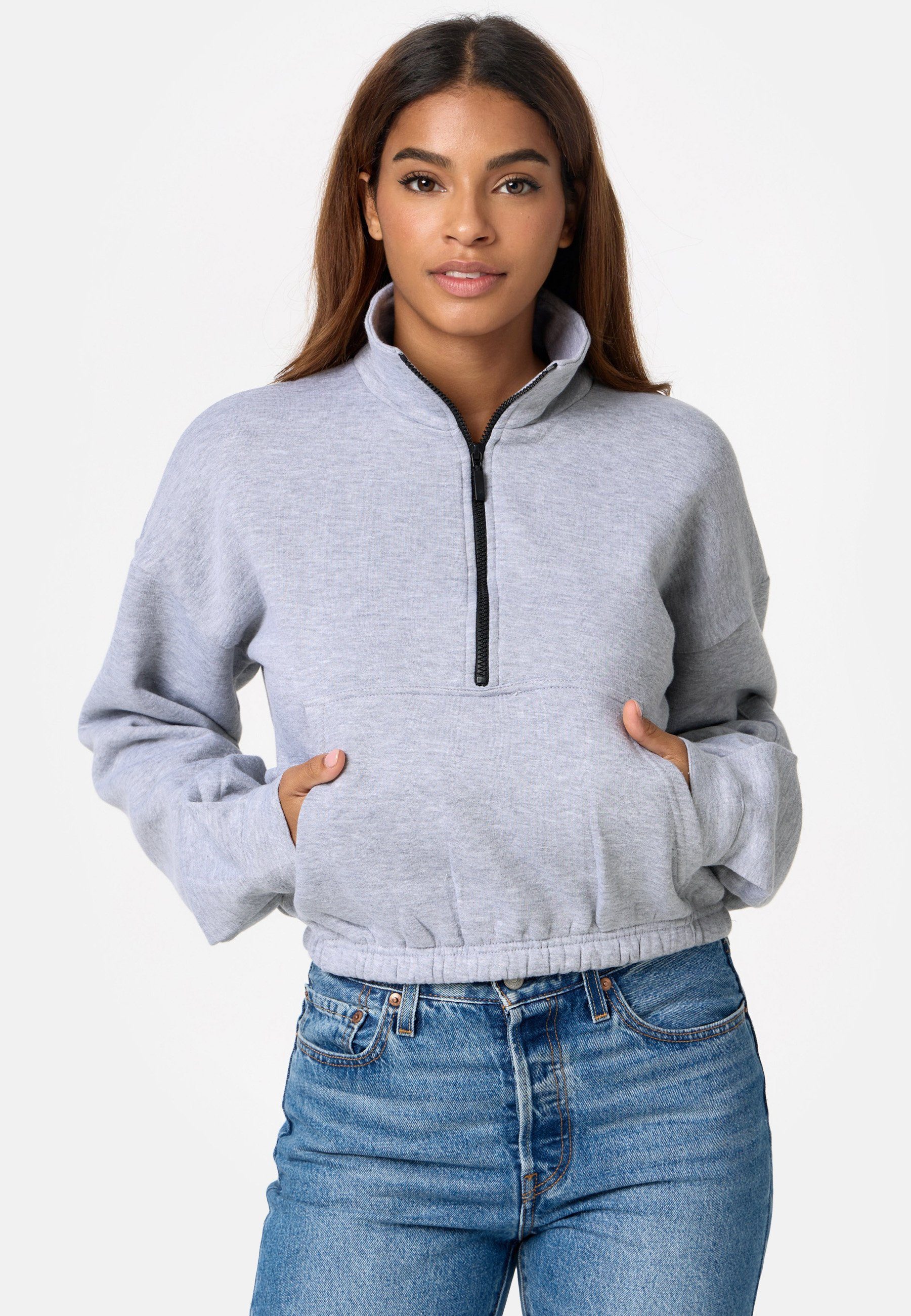 Worldclassca Sweatshirt Worldclassca Oversized Basic Sweatshirt Zipper Lang günstig online kaufen