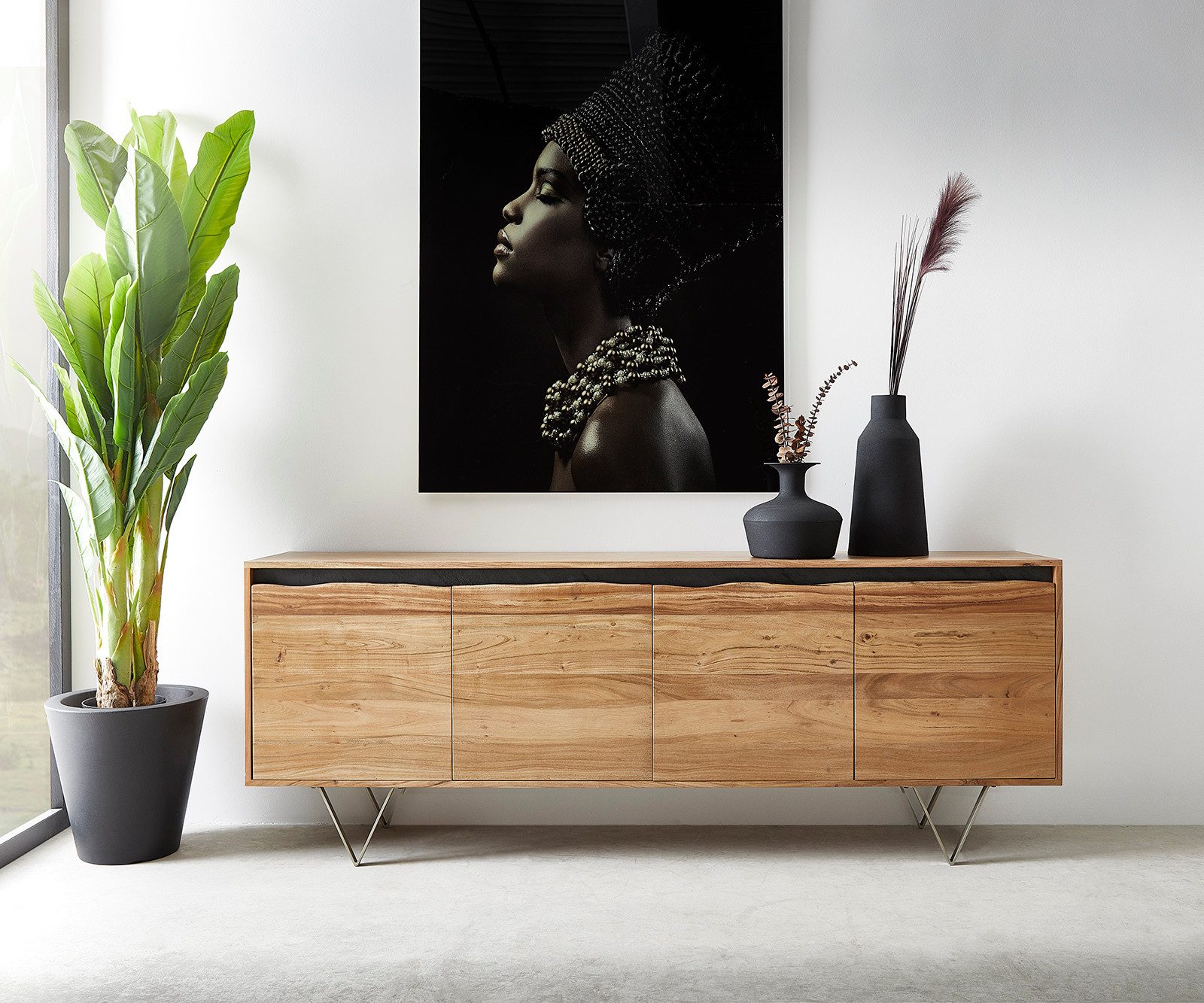 DELIFE Sideboard Stonegrace, Natur 200x45x75 cm günstig online kaufen