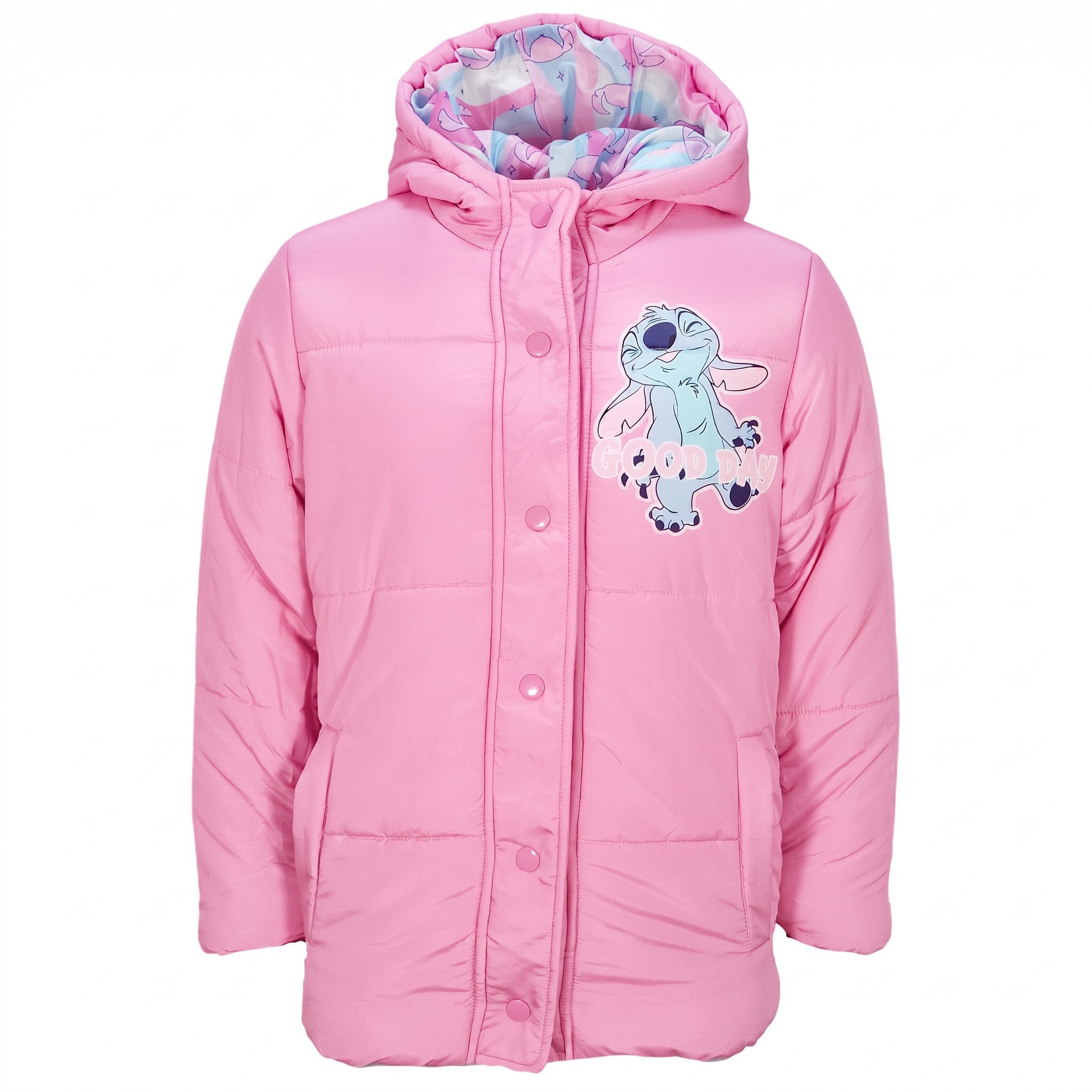 Disney Winterjacke Disney Stitch Kinder Winterjacke Mädchen Jacke mit Kapuze Gr. 92 bis 128