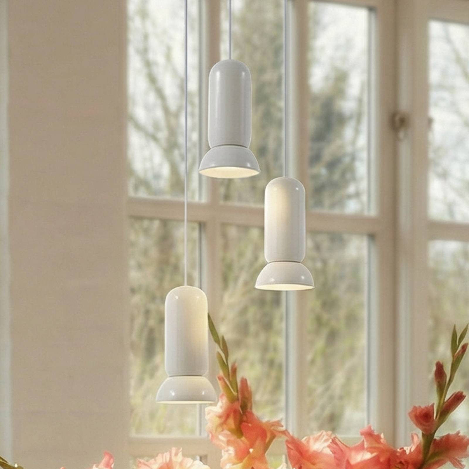 Lindby Hängeleuchte Kerimi, Keramik Weiß IP20, 3 x 10 W LED