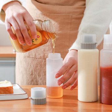 FIDDY Gewürzstreuer Sauciere-Sauce-Spender,Quetschflasche,Messflasche,Saucenflasche, (Anzug, 2-tlg), Soßenspender aus Kunststoff für Ketchup-Senf-Mayonnaise