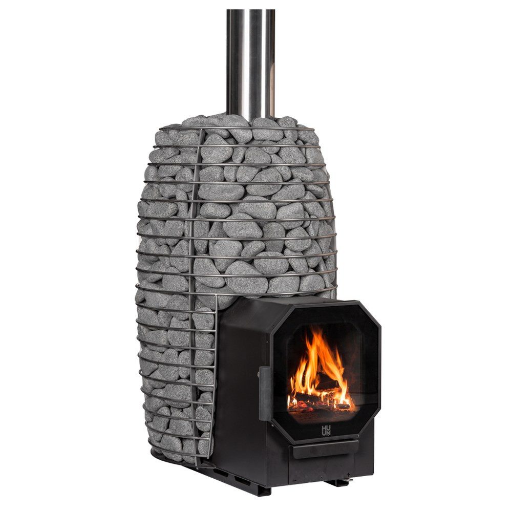HUUM Saunaofen HUUM HIVE Flow LS Holz-Saunaofen 9,8 kW, 9,8 kW, manuelle Steuerung, Holzofen mit Durchladefeuerraum und 150 kg Steinvolumen für 8–18 m³