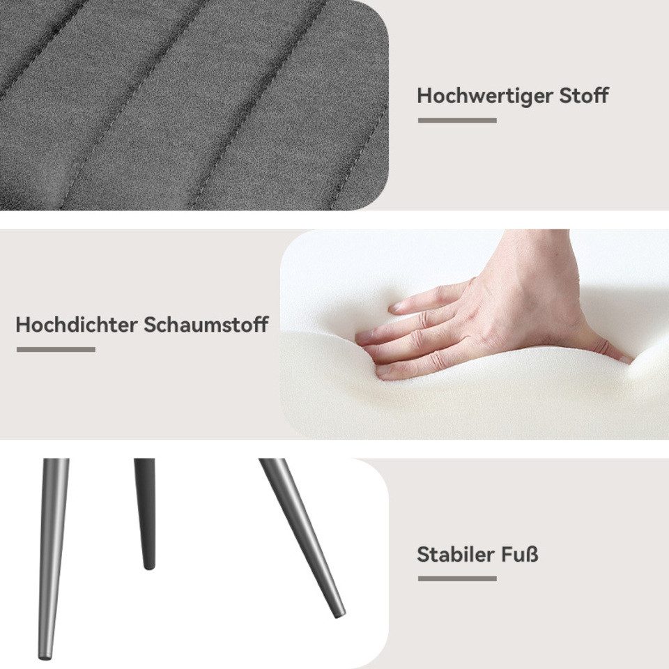 HawthyHome Esszimmerstuhl Stuhlset – Polsterstühle, Moderner Küchenstuhl (4 St), mit Ergonomischer Rückenlehne und Metallbeinen, 4er Set