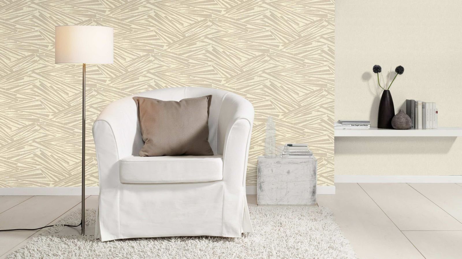 Vliestapete Grafik 3D-Effekt Striche Beige Metallic 608335 Sky Lounge