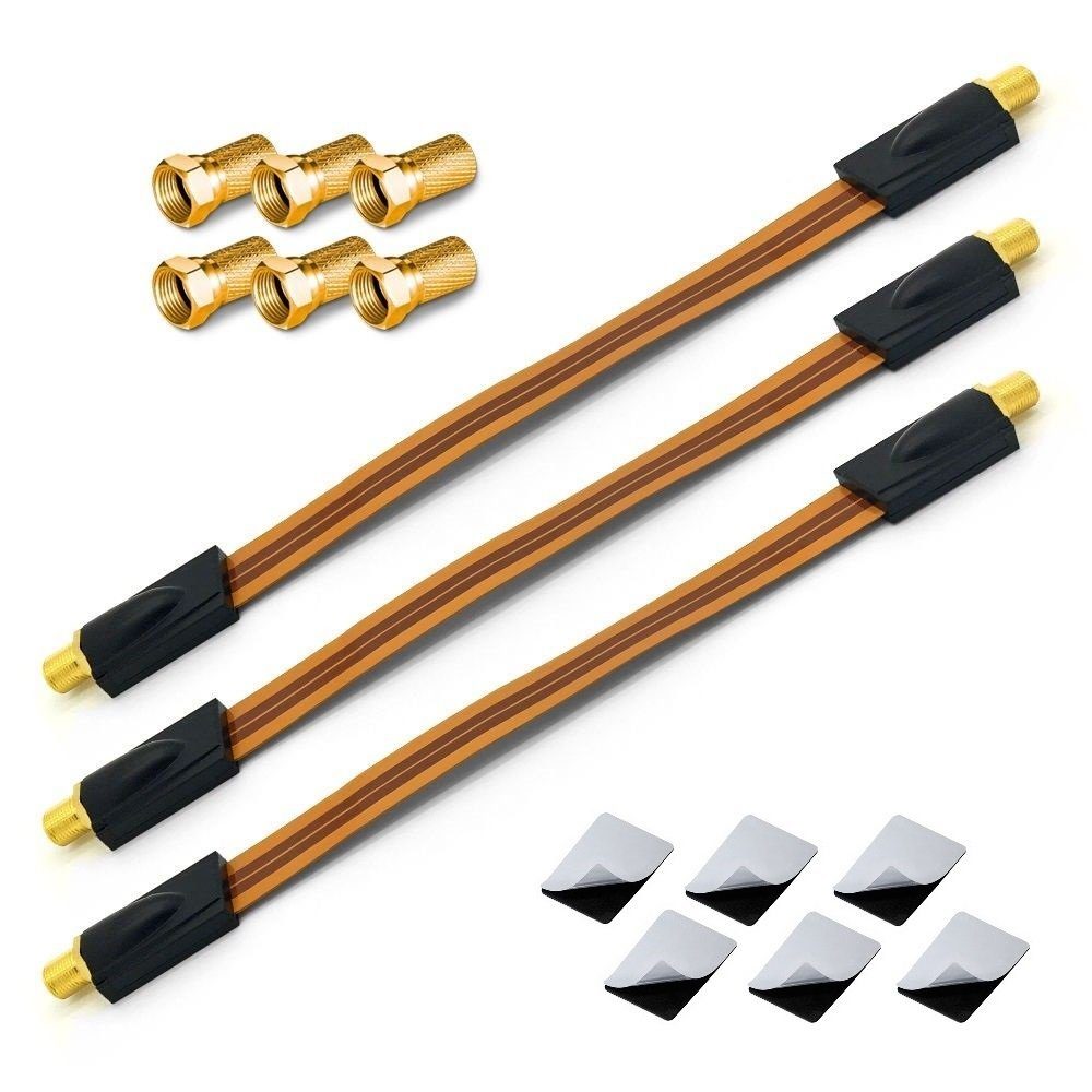 ARLI 3x Fensterdurchführung Ultra Slim + 6x F-Stecker vergoldet für Sat TV-Kabel