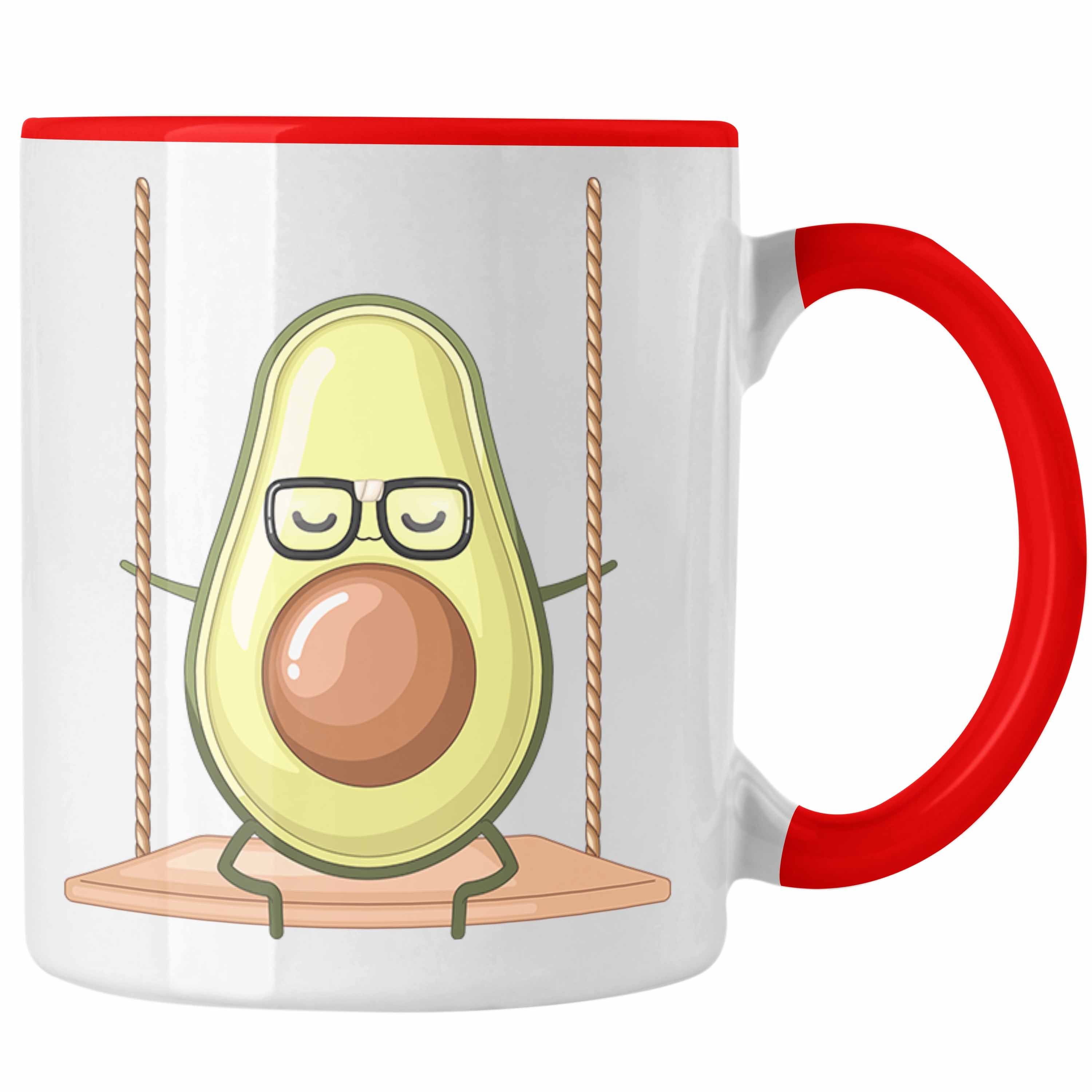 Trendation Tasse Lustige Tasse mit Avocado-Motiv - Originelle Geschenkidee für Avocado- Rot