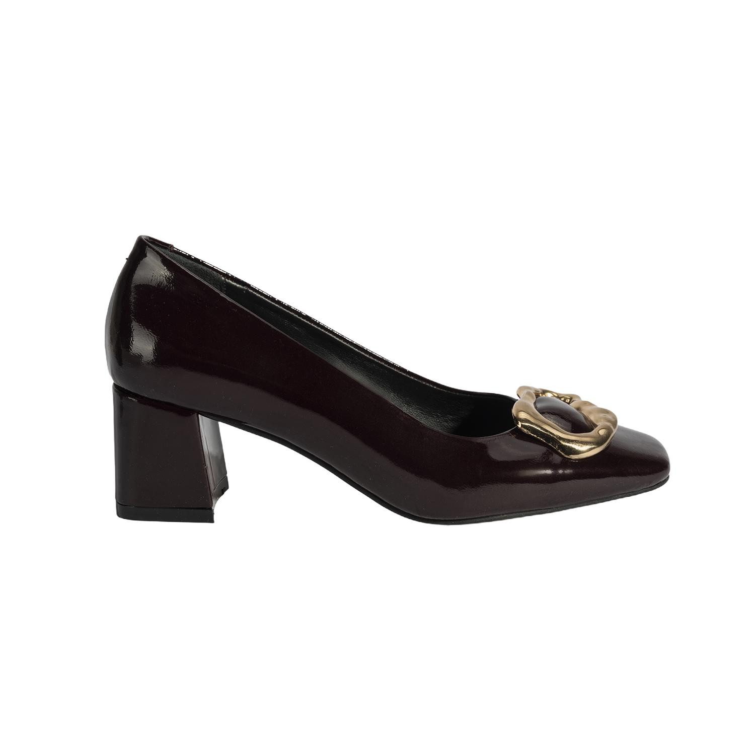 Desa Damen-Slipper – Obermaterial aus Lackleder, Blockabsatz, atmungsaktiv Loafer