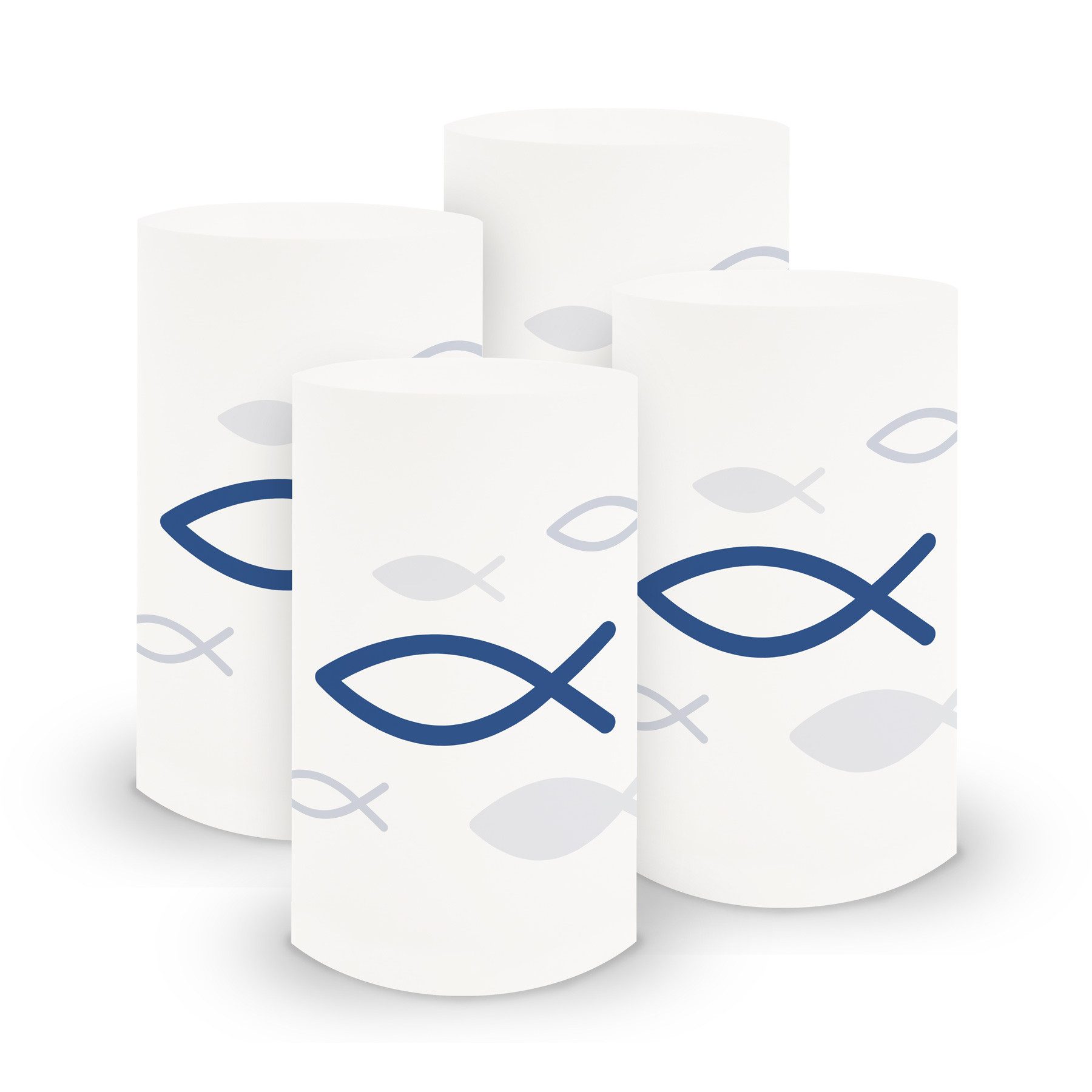 itenga Windlicht itenga 6x Windlicht klein Fisch blau Kommunion Konfirmation Taufe