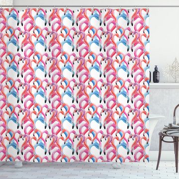 Abakuhaus Duschvorhang Moderner Digitaldruck mit 12 Haken auf Stoff Wasser Resistent Breite 175 cm, Höhe 180 cm, Flamingo Aquarell Pastell Vögel