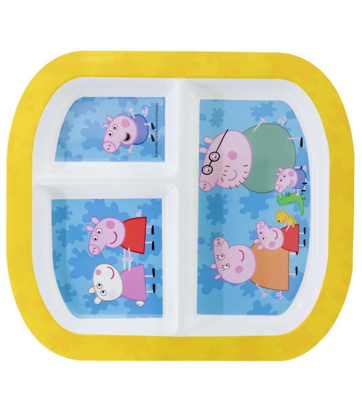 Peppa Pig Brotteller Teller mit 3 Fächern Rechteckteller Esslernteller mikrowellengeeignet