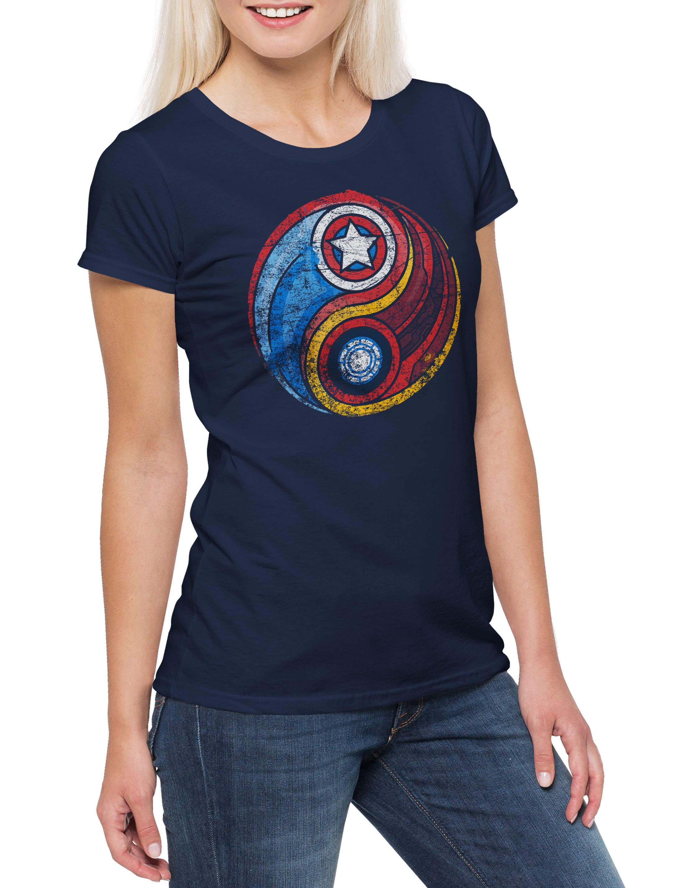 Print-Shirt Captain Stark Ying Yang Damen T-Shirt Tony Iron Yin-Yang Captain Man