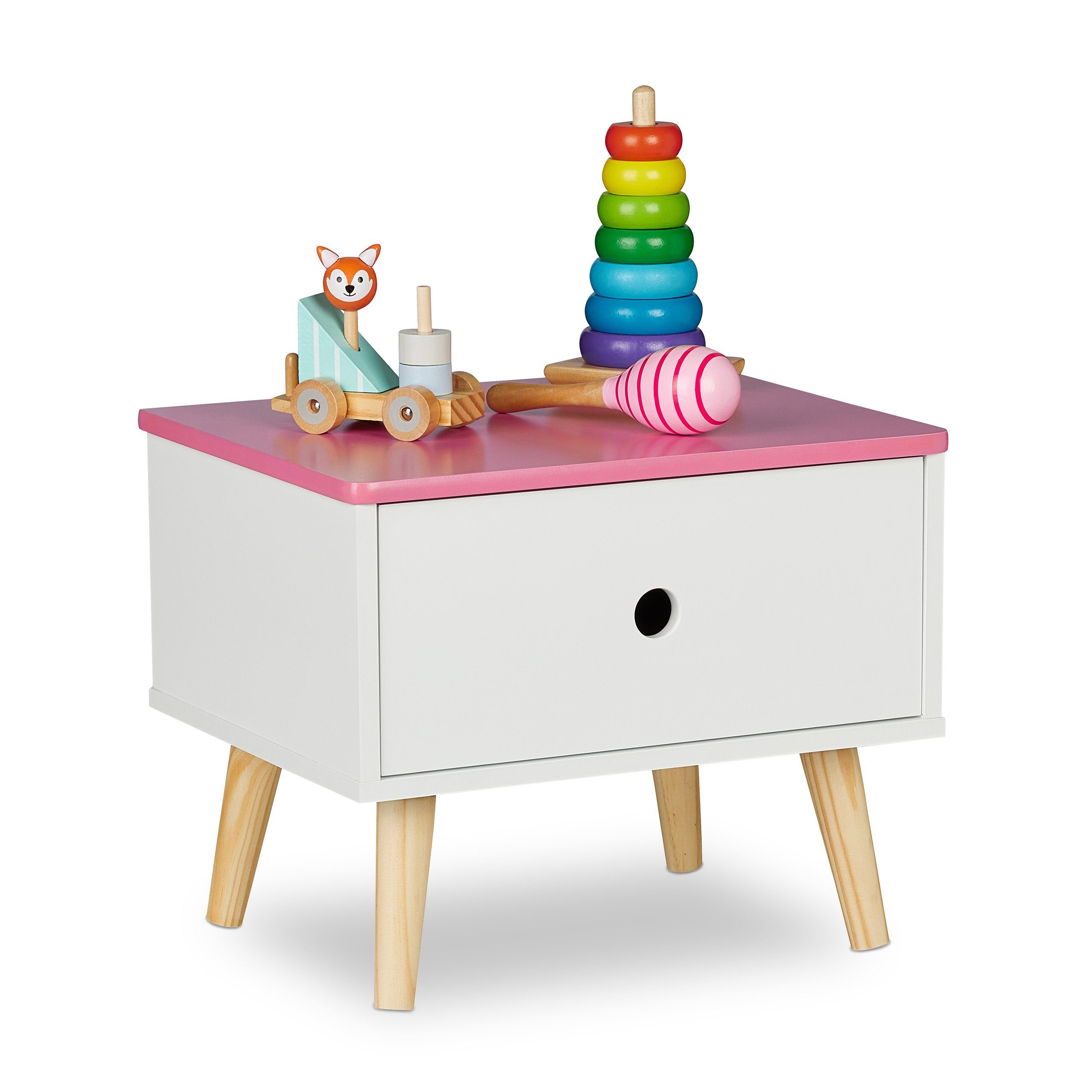 relaxdays Nachttisch für Kinder mit Schublade günstig online kaufen