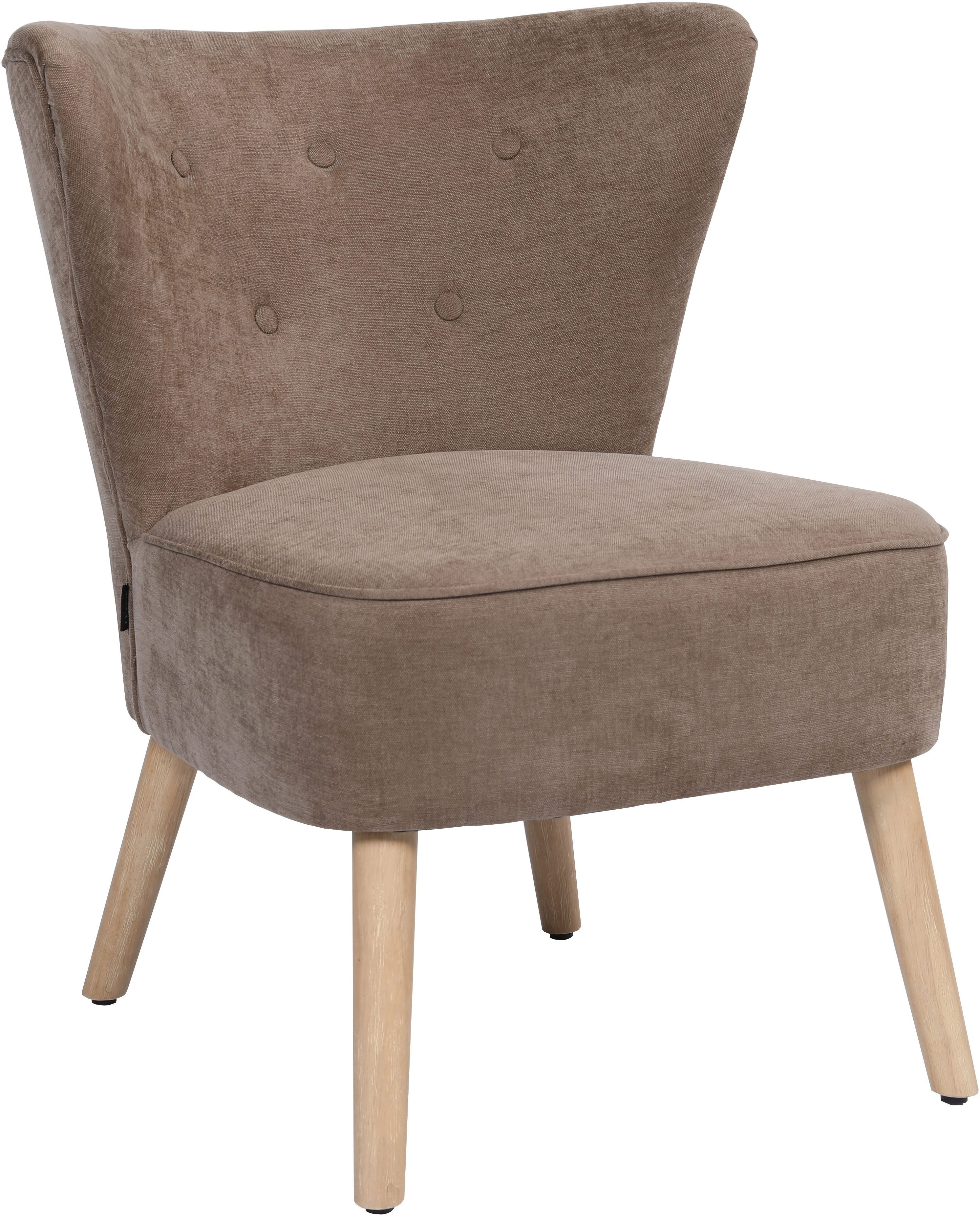 Home affaire Loungesessel JORIEL moderner Ohrensessel mit Knopfsteppung, mit Echtholzfüßen und feinem Struktur-Bezug