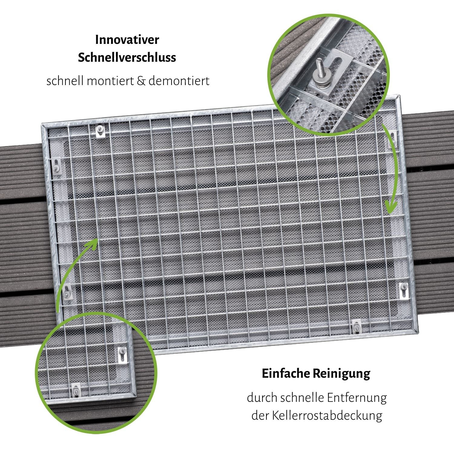 empasa Lichtschachtabdeckung "EXPERT", Kellerschachtabdeckung mit Schnellverschluss - EVA