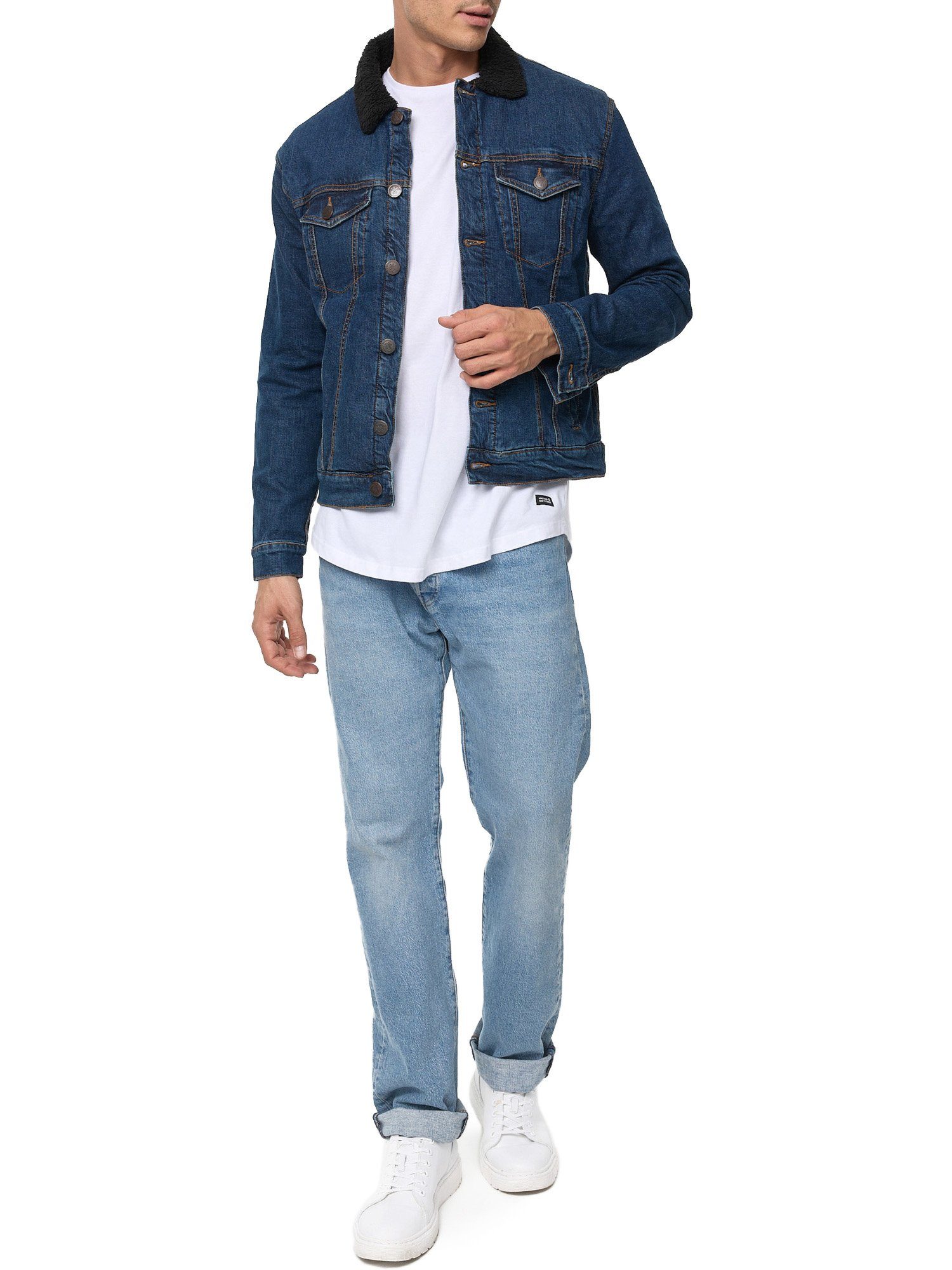 Tazzio Jacke Jeans dunkelblau Fellkragen Jeansjacke mit A400