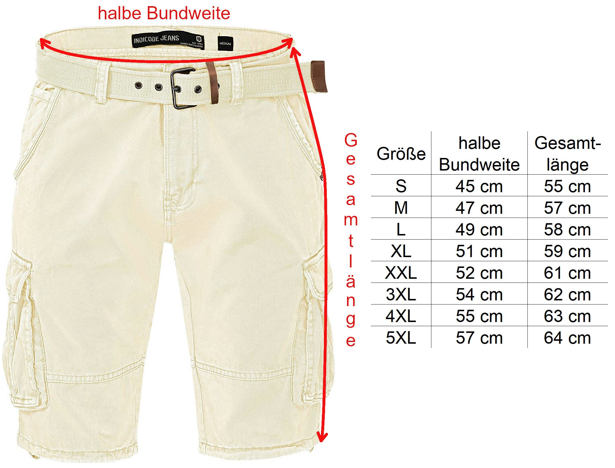 Indicode Cargoshorts Kjeld Herrencargoshorts mit 6 Taschen