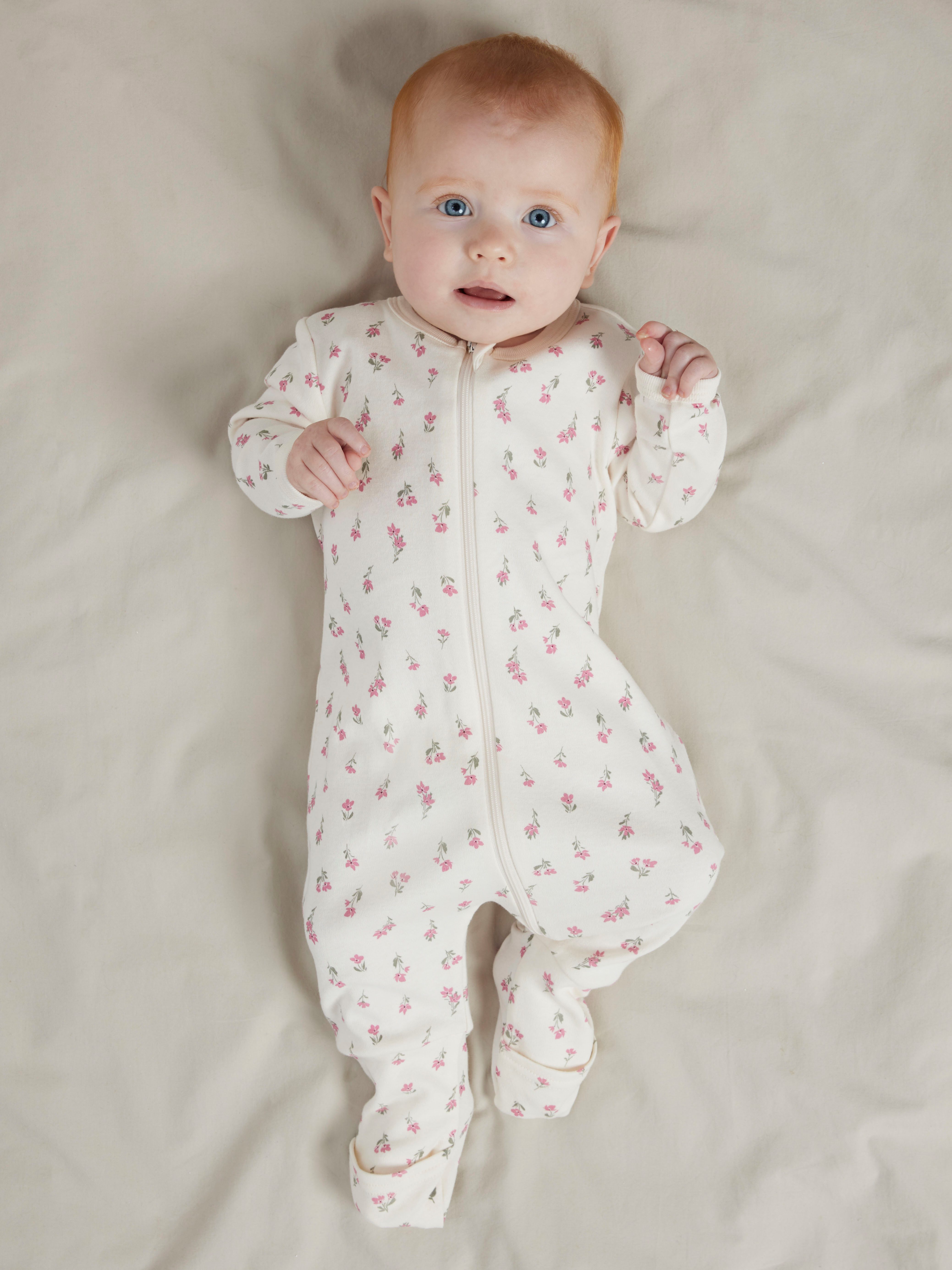 Name It Schlafanzug NBFNIGHTSUIT 2P ZIP FF FLOWER NOOS (Packung, 2 tlg) aus Baumwolle, bequeme Passform, mit Reißverschluss und Kinnschutz