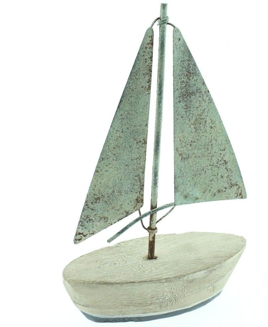 finehomegarden Dekofigur Segelboot Holz Schiff Boot Figur Maritim 14x6cm H2 günstig online kaufen