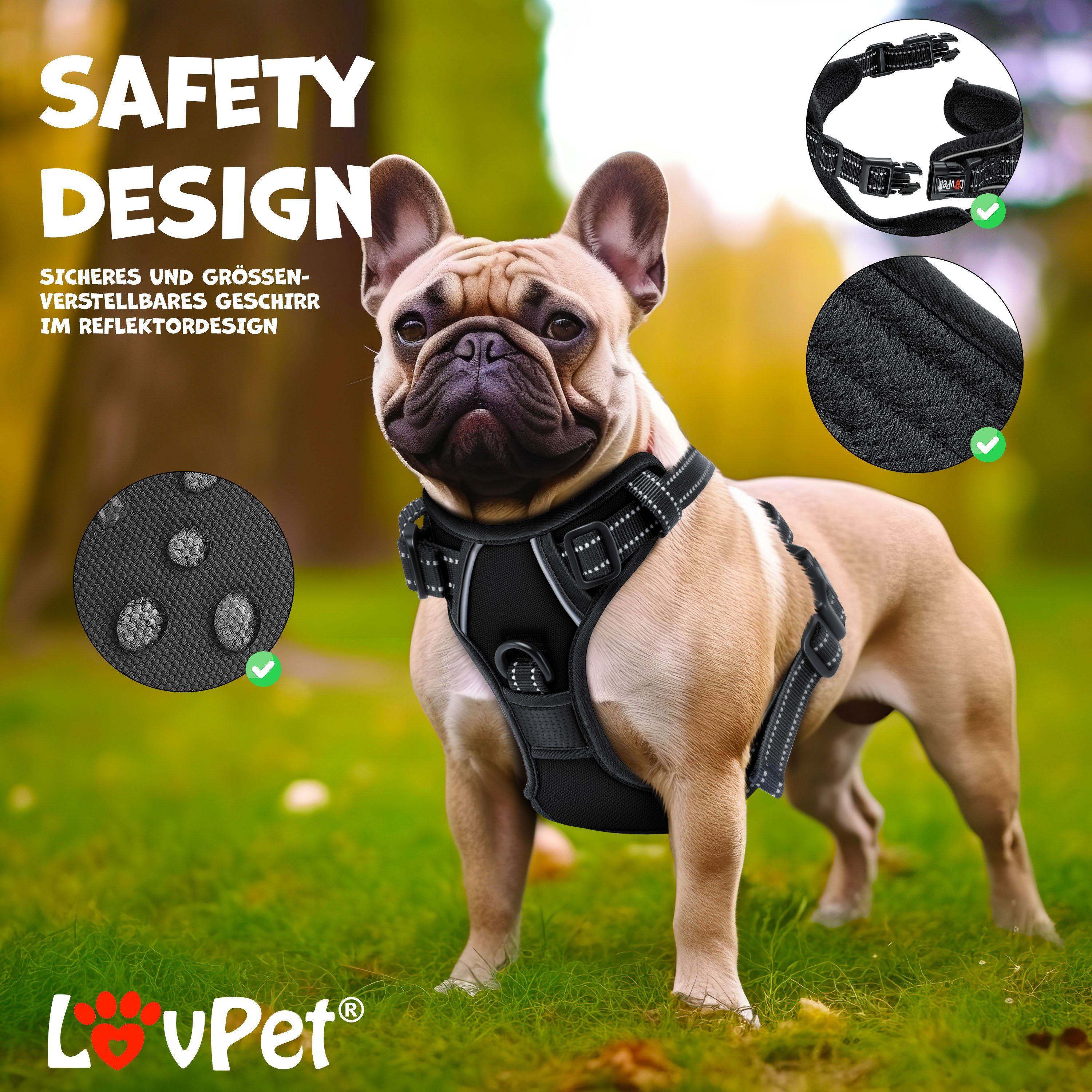 Lovpet Hunde-Geschirr, ohne Zug & würgen für Hunde & Welpen atmungsaktiv & weich
