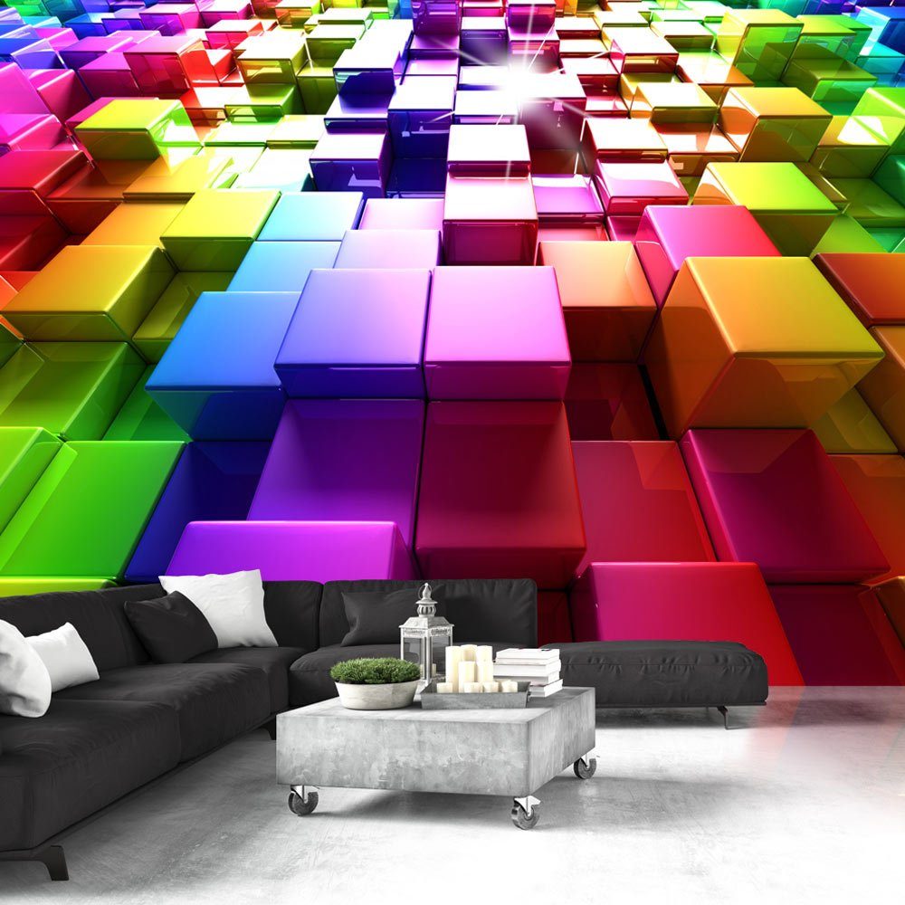 KUNSTLOFT Vliestapete Colored Cubes 1x0.7 m, halb-matt, lichtbeständige Design Tapete | Vliestapeten