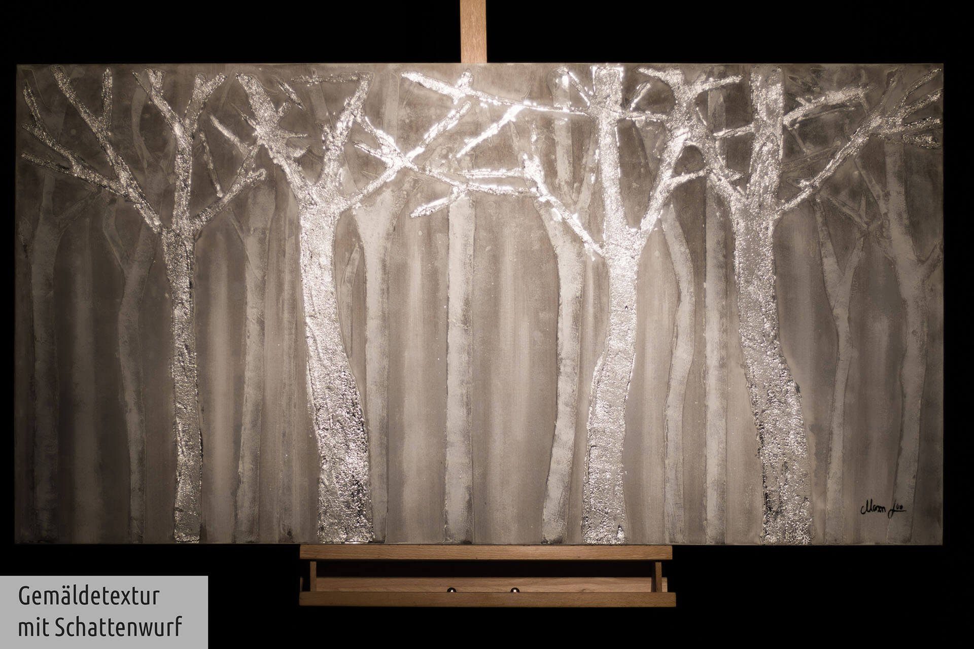 HANDGEMALT 140x70 Wohnzimmer Gemälde Whispering cm, 100% Trees KUNSTLOFT Leinwandbild Wandbild