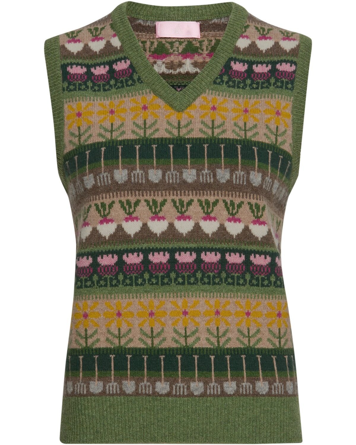 Brigitte von Schönfels Pullunder Jacquard-Pullunder mit Gartenmotiven