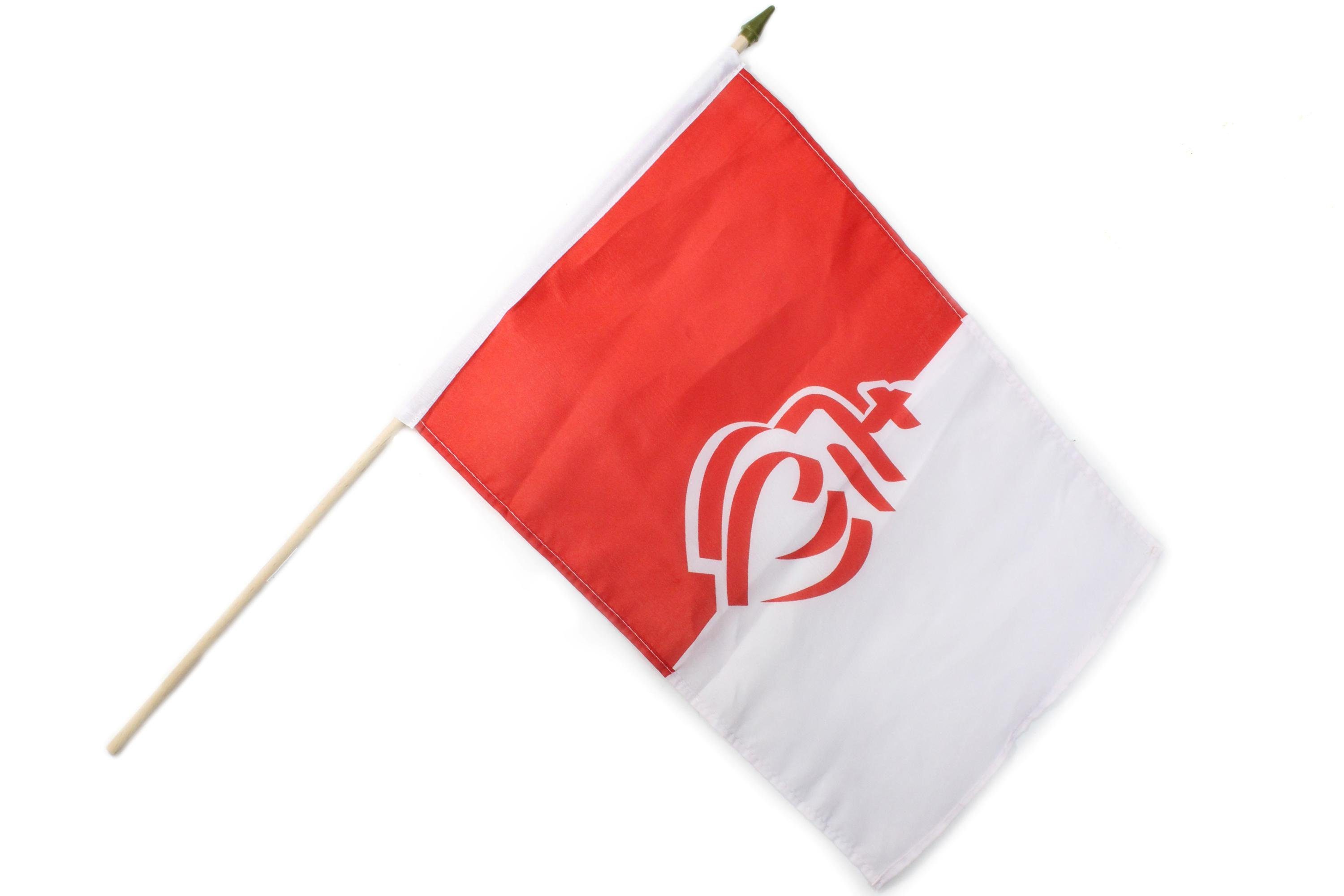 ELLUG Flagge Fahne Flagge 30x45cm doppelt umsäumt mit 60cm Holzstab Handfahne Stockflagge Banner Fan Sport Vendée