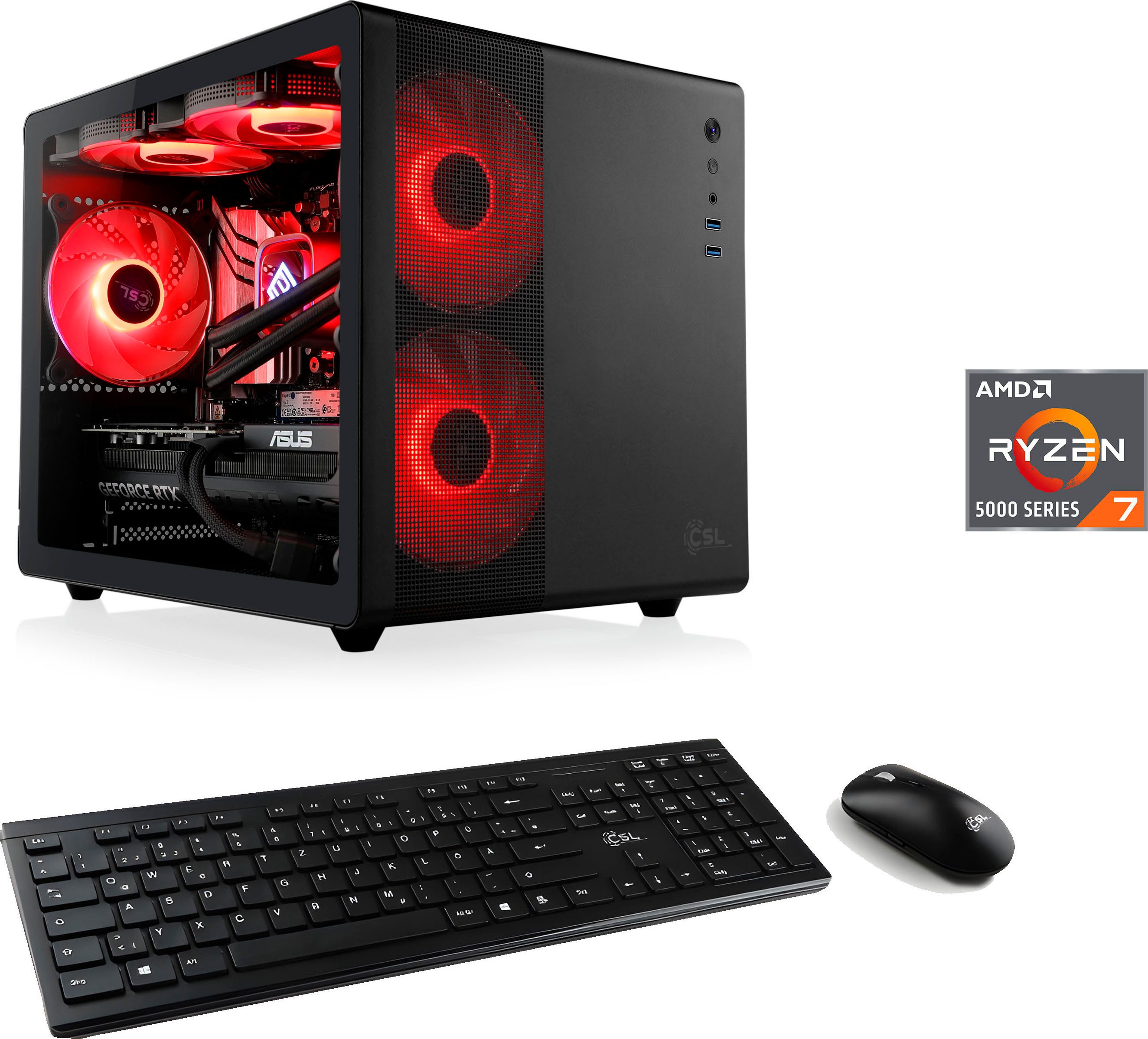 CSL Cube V24212 PC (AMD Ryzen 7 5700X, GeForce RTX 4060, 64 GB RAM, 1000 GB SSD, Wasserkühlung)