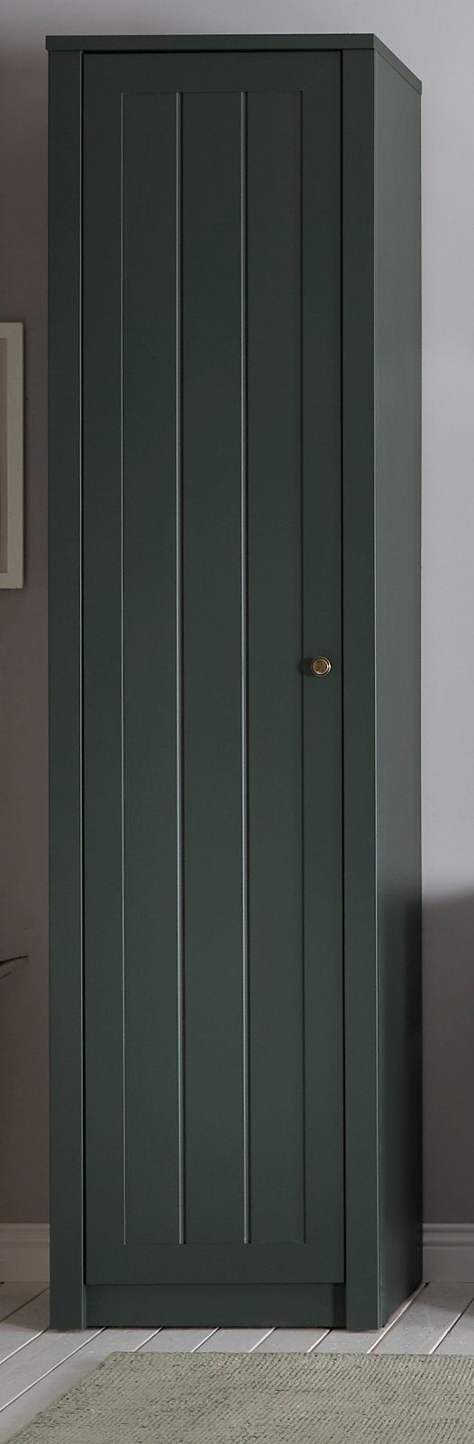 Furn.Design Stauraumschrank Forres (Mehrzweckschrank in Landhaus grün, 50 x 197 cm) mit viel Stauraum