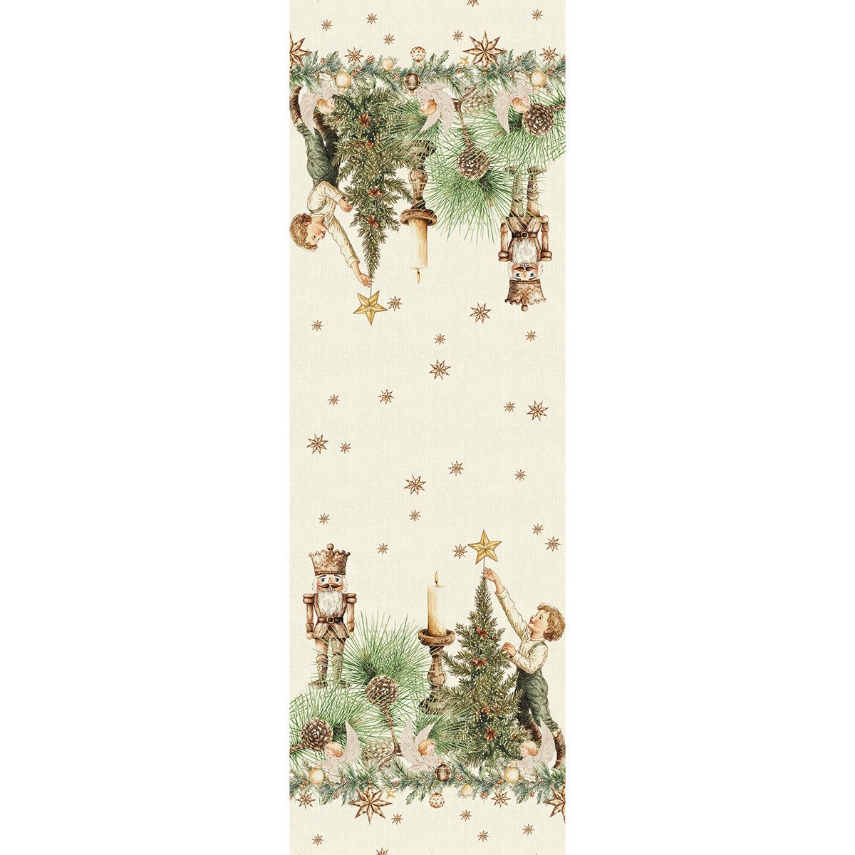 Garnier Thiebaut Tischläufer Tischläufer Noël vintage Doré 50x155 cm, bedruckt