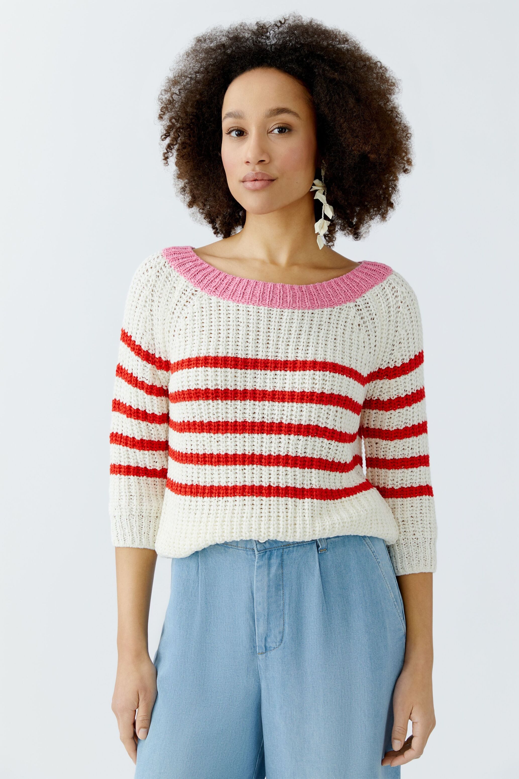 Oui Rundhalspullover Pullover Bändchengarn günstig online kaufen