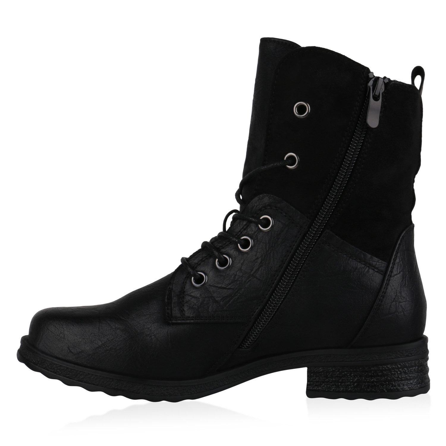 VAN HILL 835417 Schnürstiefelette Damen Schnürstiefeletten Leicht Gefüttert Blockabsatz Stiefeletten
