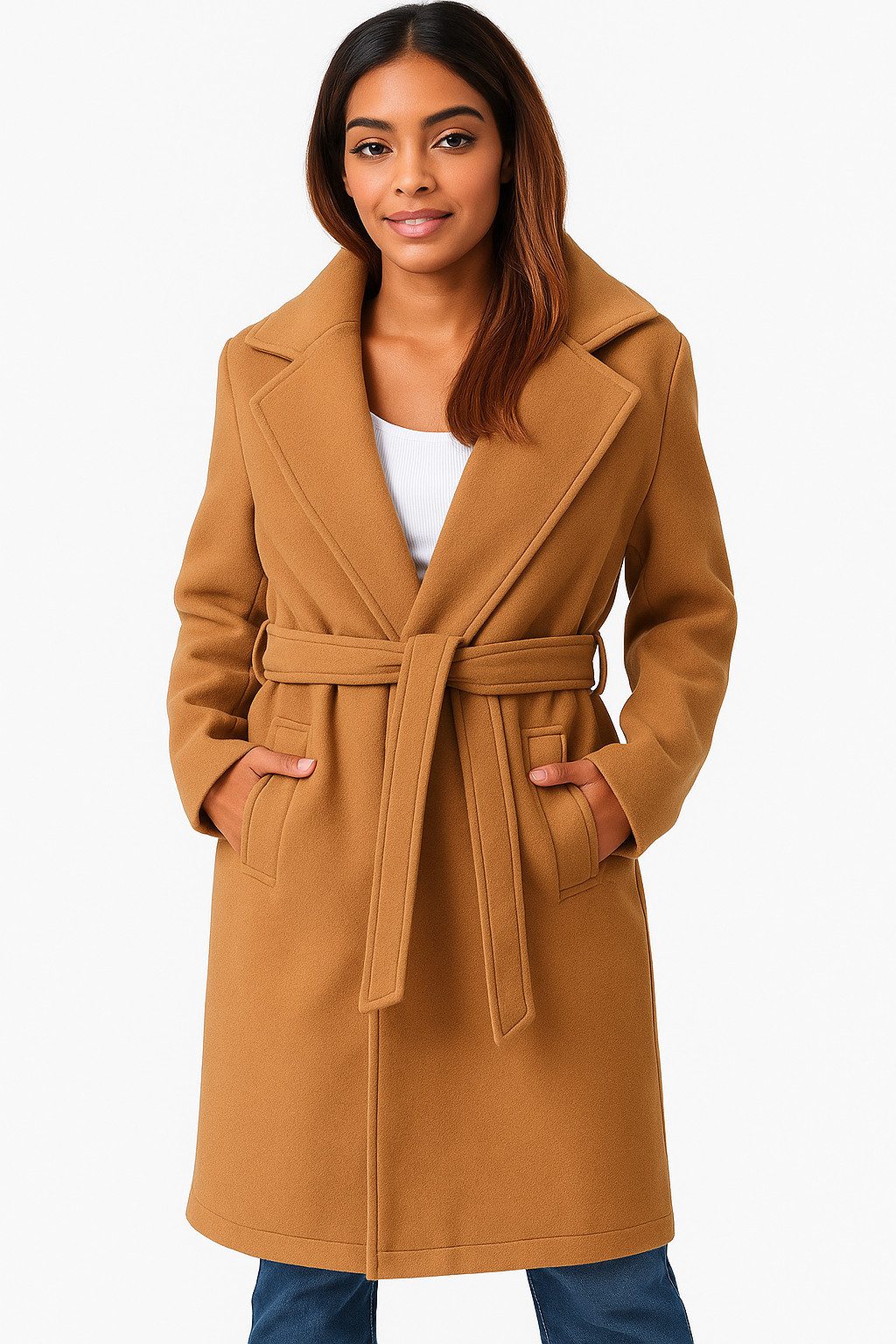 Worldclassca Trenchcoat Worldclassca Damen Trenchcoat mit Gürtel Reverskragen langer Mantel Neue Kollektion