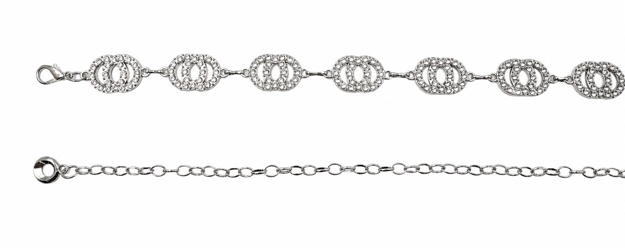 Cassandra Accessoires Kettengürtel Damen Silber Taillenkette Hüftkette mit funkelnden Straßsteinen