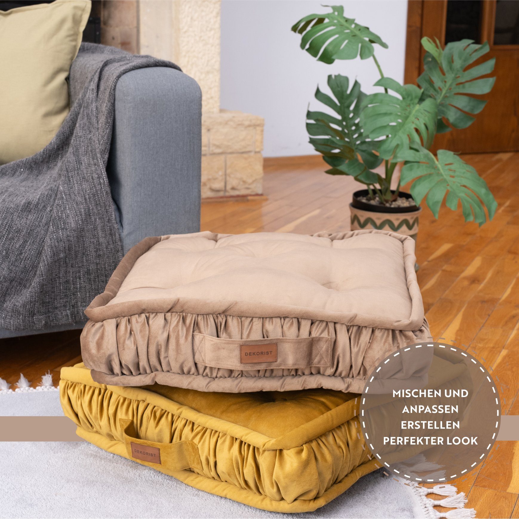 Helle Cozy Sitzkissen Boden Bronze Dekorative Kissen Boden, Stuhlkissen Bodenkissen, Dekorist Ibiza