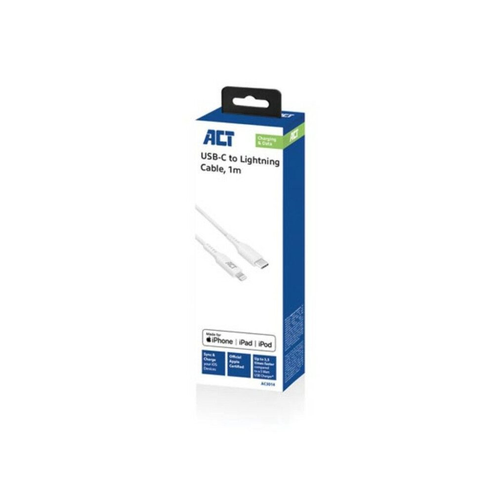 Acti Verwenden Sie das AC3014 USB-C zu Lightning Kabel zum Laden, Synchroni LED Trafo