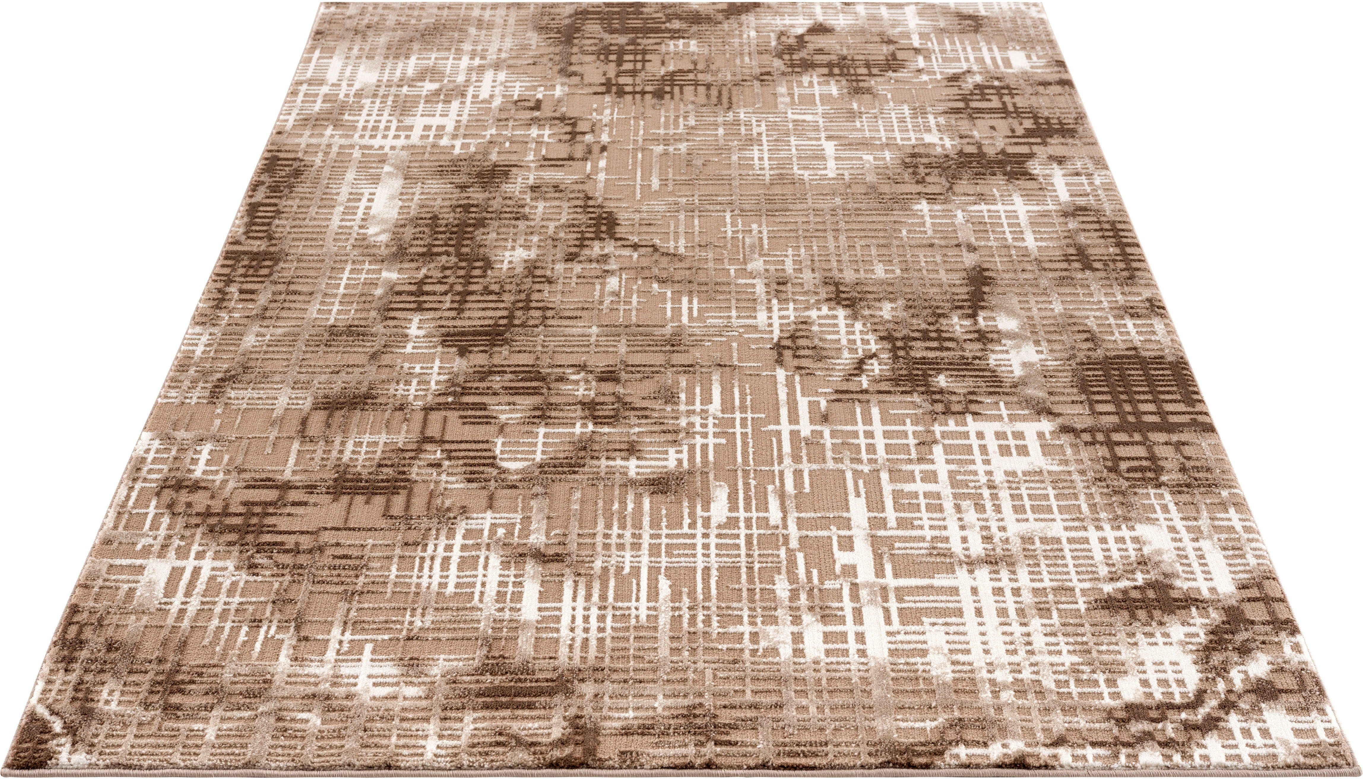 Teppich Cansu, my home, rechteckig, Höhe: 12 mm, Vintage, dezenter Glanz, Hoch-Tief-Struktur, Schrumpf Carving-Effekt braun