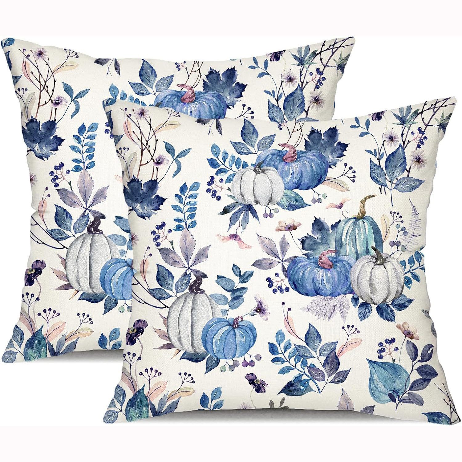 Sorvyzxn Kissenbezug Kissenbezug Herbst 45x45 2er Set Landhausstil Deko Leinen Kissenhüllen, für DekoSofa Home Garten Schlafzimmer Dekokissen Kissenbezüge