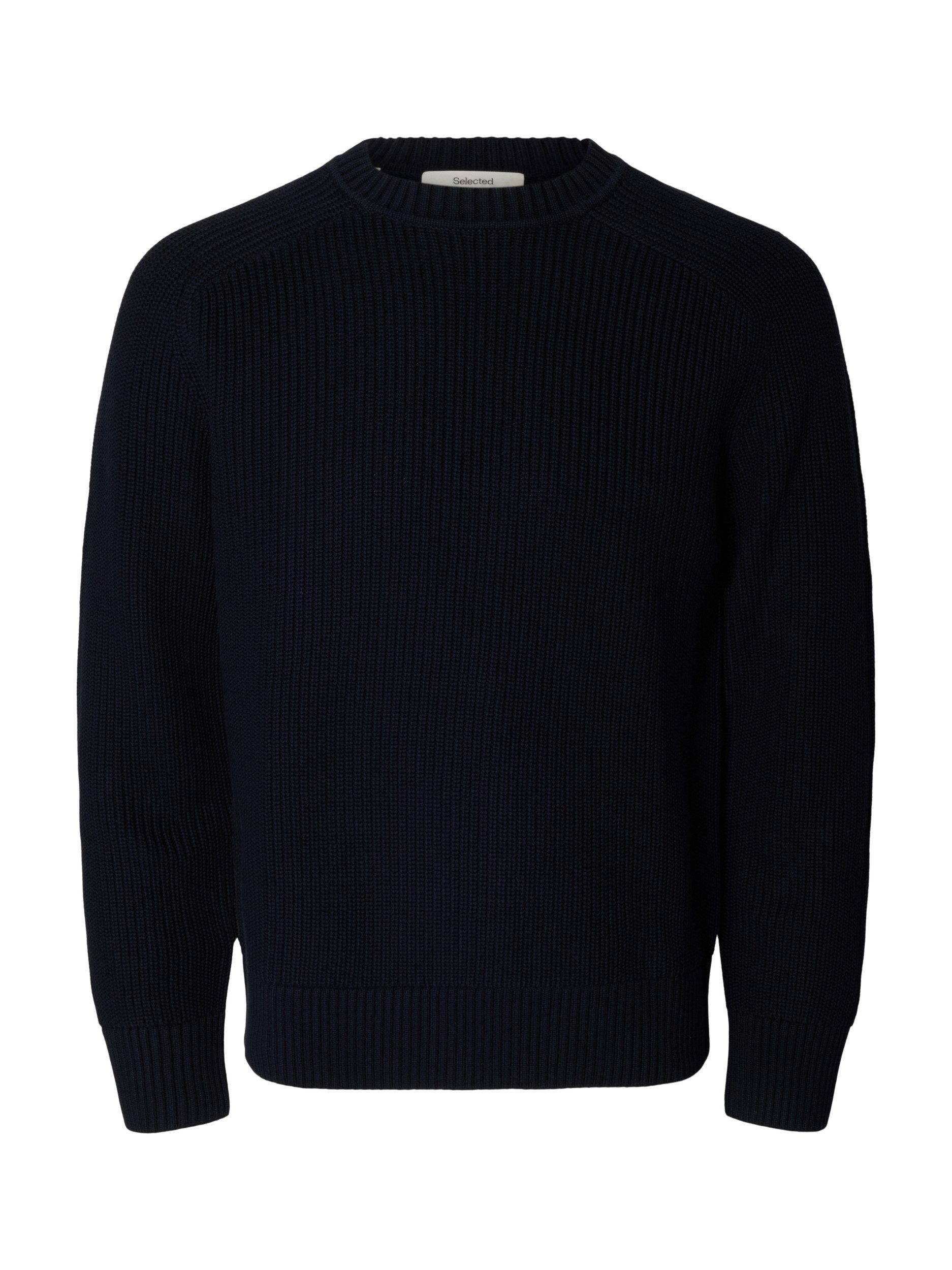SELECTED HOMME Strickpullover SLMPIM LS KNIT CREW NECK CAMP